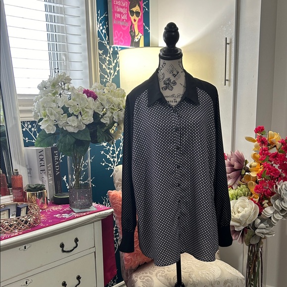 Addition Elle Black and White Patterned Blouse - Picture 6 of 10